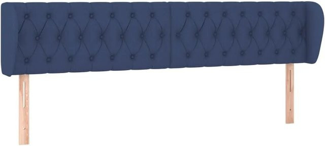vidaXL Kopfteil mit Ohren in Blau aus Stoff und Lärchenholz, B/T/H: 203 x 23 x 78/88 cm - Bild 1