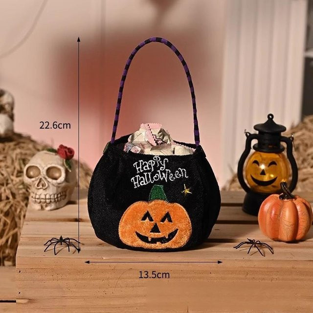 FXOE Halloween Kürbistasche als Süßigkeitensammelbeutel für Kinder in Braun - Bild 1