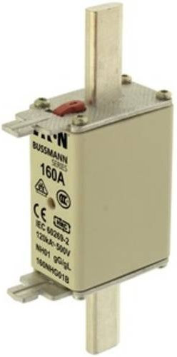 Eaton NH-Sicherung 160NHG01B mit mechanischer Sicherungsanzeige, Größe 1, 160A, 500V, Farbe Silber, 3er-Set - Bild 1