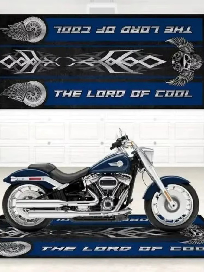 VIKAMA Motorradmatte aus Kristallvelours in Blau, rutschfeste Garagenmatte mit sportlichem Abstract-Design, Breite: 120 cm - Bild 2
