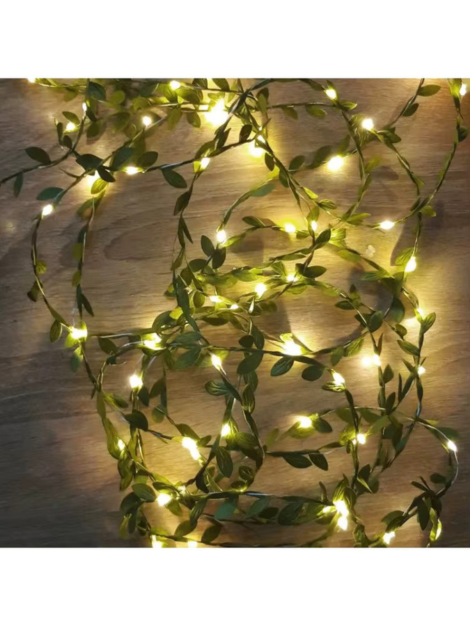 OKAL RED EAST LED Kupferdraht Lichterkette mit grünen Blättern in Warmweiß für Garten, Hochzeit und Weihnachtsdekoration - Bild 4