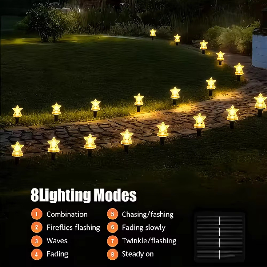 WELPUR Solare Gartenbeleuchtung mit 30 LEDs in Sternform für Außenbereich, Gartenwege und Dekoration - Bild 2