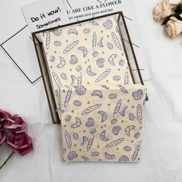 GUANYAO 20 Stück bedruckte Servietten mit Croissant-Motiv, 2-lagig, 33 cm - Bild 1