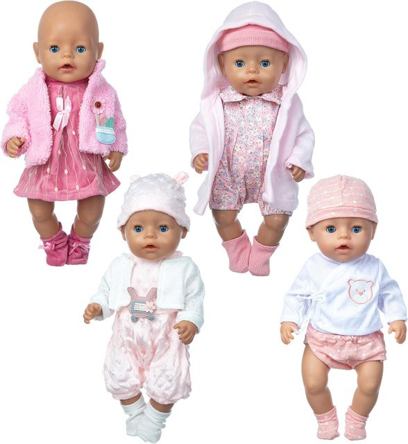 dearbei Babypuppen-Kleidung, Jacken-Kleid-Set, Zubehör, Rosa / Pink - Bild 1