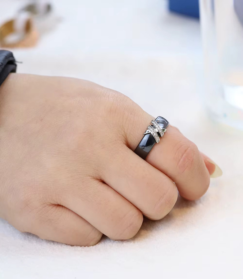 VQYSKO Ring Edelstahl, schwarz, Diamant, Zirkonia, Unisex - Bild 2
