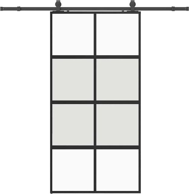 vidaXL Schiebetür aus Hartglas mit Beschlag in Schwarz, B/H: 102,5 x 205 cm - Bild 1