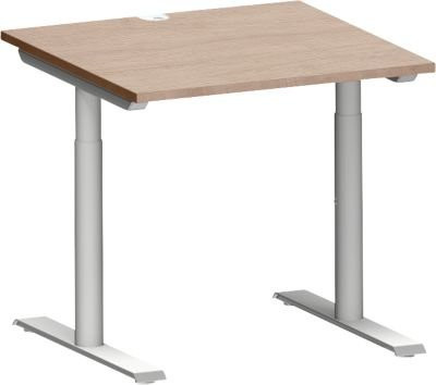 Schäfer Shop Genius Schreibtisch MODENA FLEX höhenverstellbar mit T-Fuß-Rundrohr, Eiche-Dekor/weißalu, B: 80 cm, T: 80 cm - Bild 1
