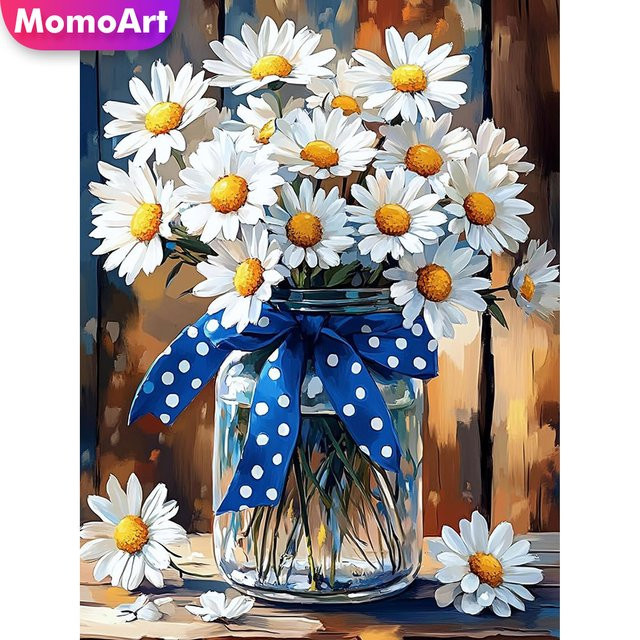 Momoart Blumen-Diamant-Mosaik Bastelset mit Gänseblümchen-Muster in Multicolour für Erwachsene und Anfänger, B/H: 30 x 30 cm - Bild 1
