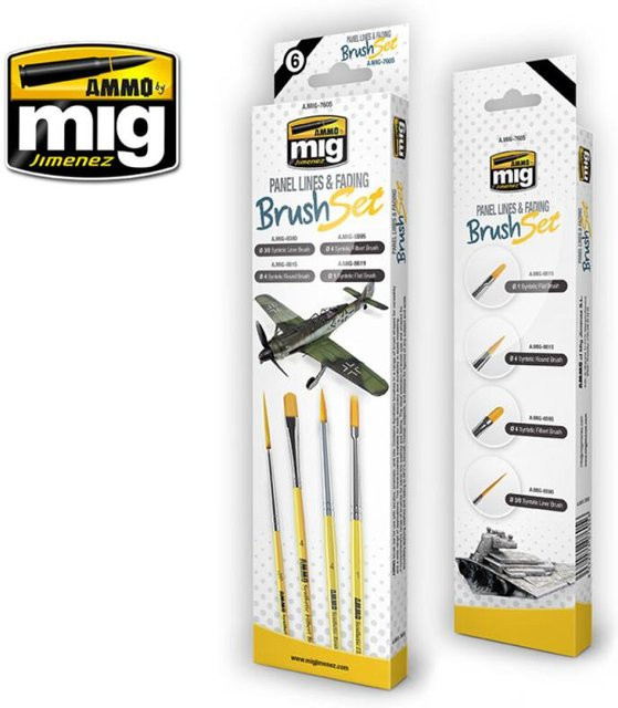 AMMO by MIG Jimenez Panel Lines and Fading Brush Set, Zubehör, Bunt / Mehrfarbig - Bild 1