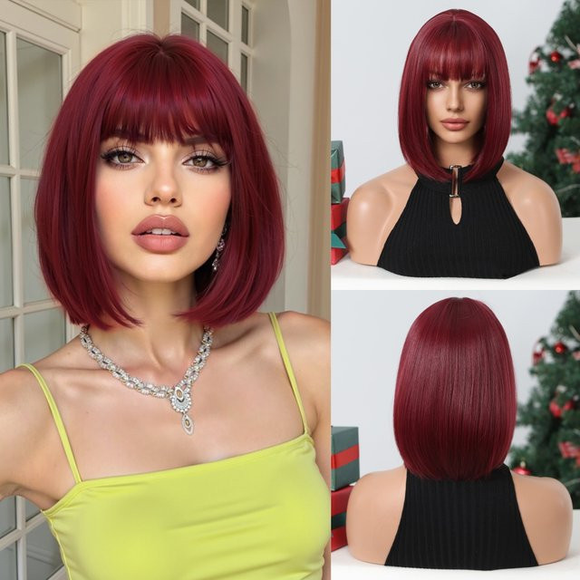 EASIHAIR Naturhaar-Perücke mit Pony, rot, synthetisch, Damen - Bild 1