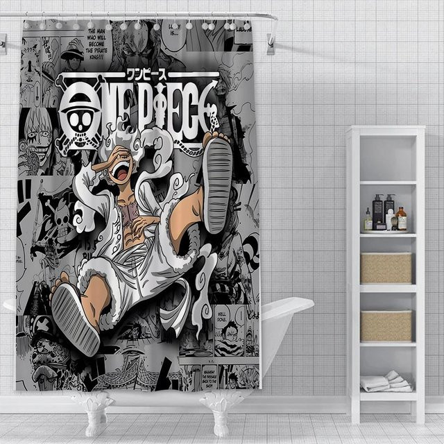 Wasserfester Duschvorhang mit Anime Luffy Motiv von Baifenbai Home Furnishing aus buntem Polyester, B/H: 240 x 180 cm - Bild 1
