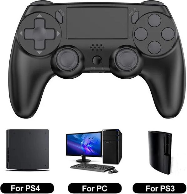 Gaminja Wireless Gamepad Bluetooth Game Controller mit sechsachsigem Gyro und Dual Vibration für PS4, PS3 und PC in Schwarz oder Weiß - Bild 1