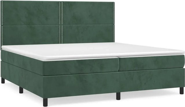 vidaXL Boxspringbett mit Matratze Dunkelgrün Samt B/T: 200 x 200 cm - Bild 1