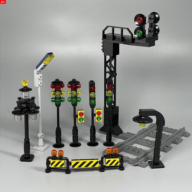 Yiran Toy Bausteine Bahnverkehr Stadt Rote Ampel Zebrastreifen-Schild Zaun 6–12 Jahre - Bild 1