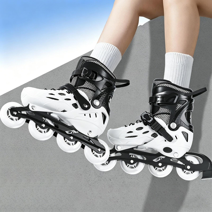 KaiSai Verstellbare Flash Inline Skates mit 8 leuchtenden Rädern Midnight Black - Bild 5