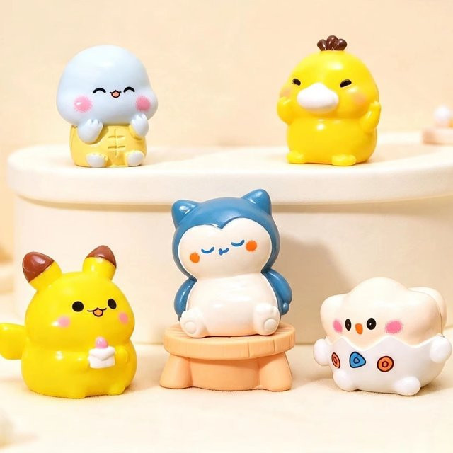 Bandai Kawaii Mini-Cartoon-Ornament-Set, 12-teiliges Set, gelb, Tiere - Bild 1