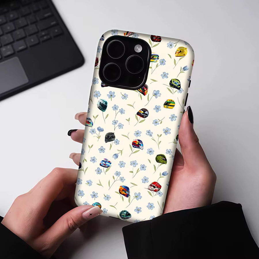 Potdemiel Magnetische Handyhülle mit Helm- und Blumen-Collage für iPhone 17 16 15 14 13 Pro Max Plus, Mehrfarbig - Bild 5