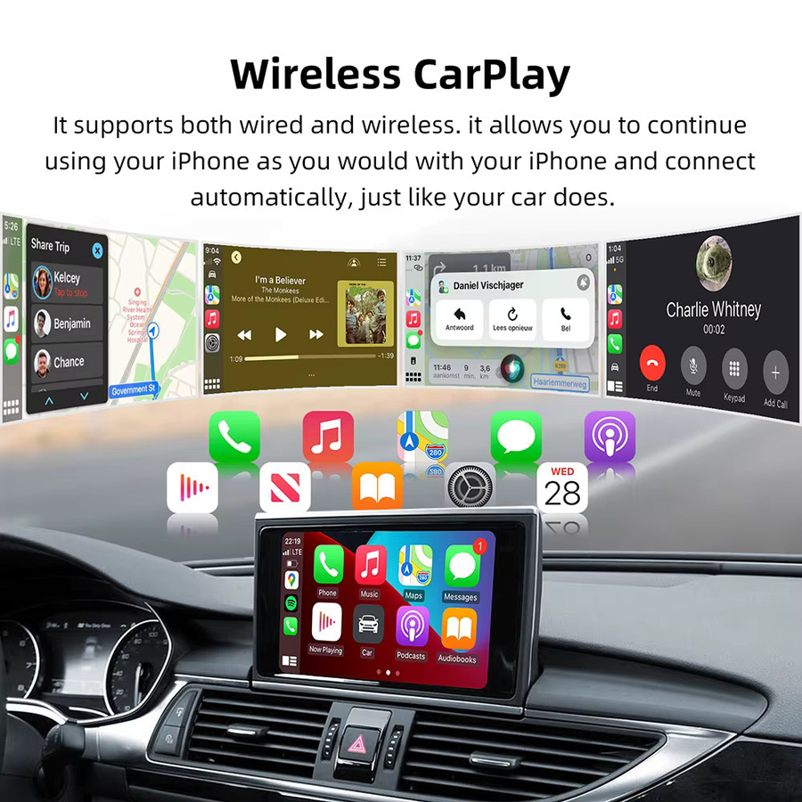 ANYFAR Kabelloses CarPlay und Android Auto Interface Nachrüst-Kit für Audi A6 A7 2010-2015 mit 6,5 Zoll oder 7 Zoll MMI 3G Bildschirm, Schwarz - Bild 4