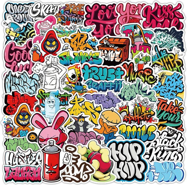 50 Stück Graffiti Street Art Aufkleber Multicolor für Laptop, Skateboard und Wasserflasche von Story Store - Bild 1