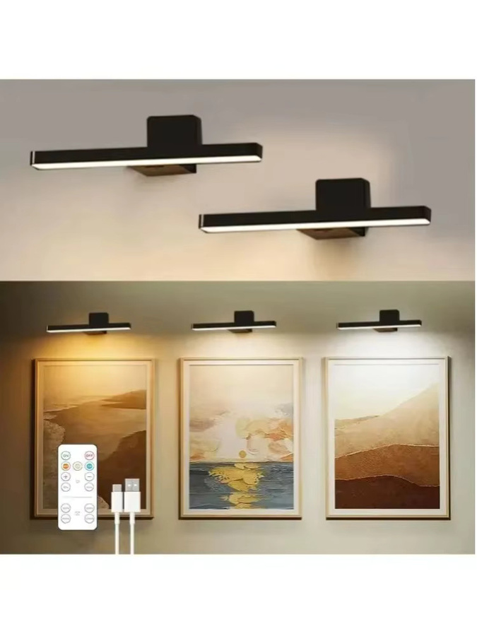 2 Stück UMEXUS Wiederaufladbare LED-Wandleuchten in Schwarz, kabellose USB-Bilderleuchten mit einstellbaren Farben und flexibler Ausrichtung - Bild 6