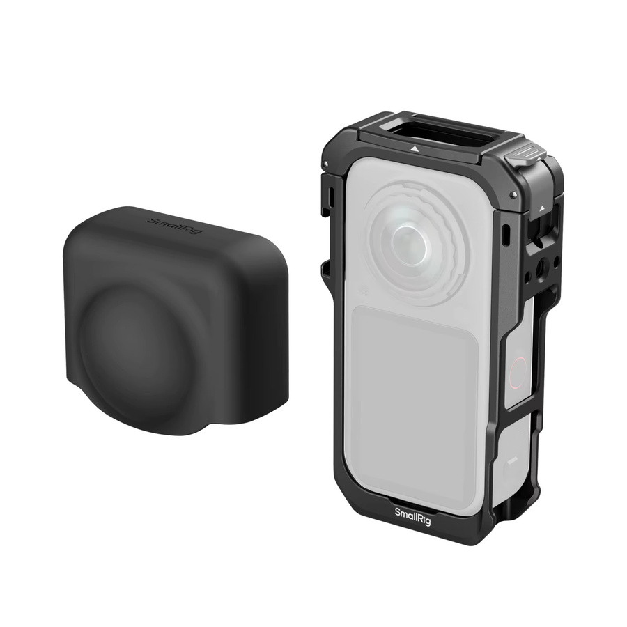 SmallRig Käfig für Insta360 X6 in Schwarz mit Silikon-Objektivdeckel, Windschallschutzschaum und Schnellverschlusshalterung 1/4"-20 Loch - Bild 1