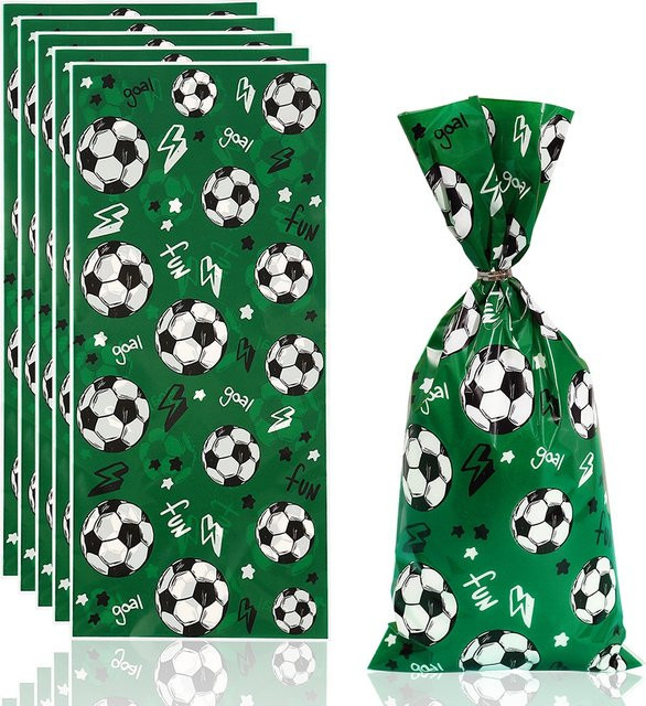 Fußball Thema Geschenktüten für Party und Geburtstag aus Papier oder Kunststoff in 25 oder 50 Stück - Bild 1
