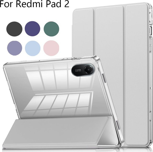 Xiaomi Tablet-Hülle für Redmi Pad 2 2025 11 Zoll, Transparent mit Auto-Sleep/Wake-Funktion, Stoßfest mit Stifthalter und grauer Rückseite - Bild 1