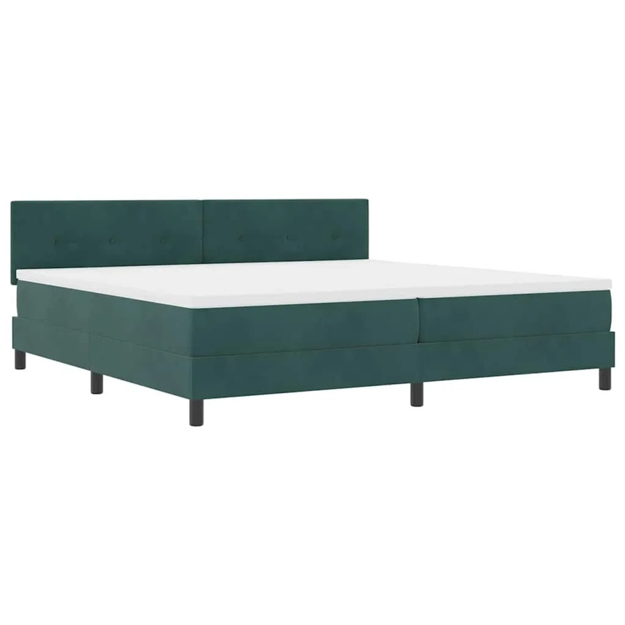 vidaXL LED Boxspringbett mit Matratze aus Samt in Dunkelgrün, B/T/H: 200 x 200 x 280 cm - Bild 2