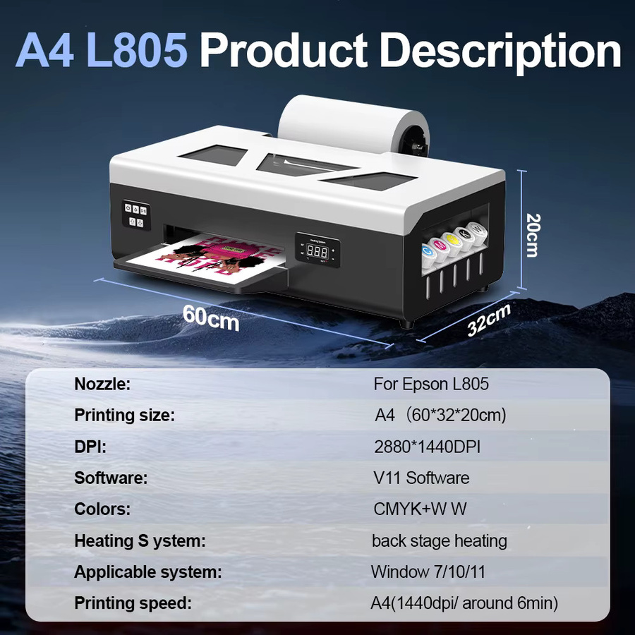 Epson L805 A4 DTF-Druckmaschine für Textilien wie T-Shirts, Jeans und Taschen, Inkjet-Direkt-auf-Film-Drucker in Weiß - Bild 5