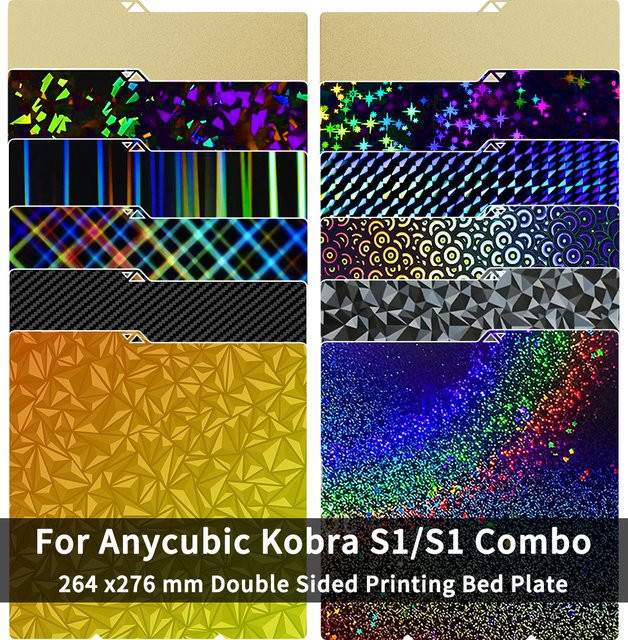 Anycubic PEI-Bauplatte für Kobra X und Kobra S1 Combo, texturierte doppelseitige Heizbett-Platte, B/B: 264 x 276 mm - Bild 1