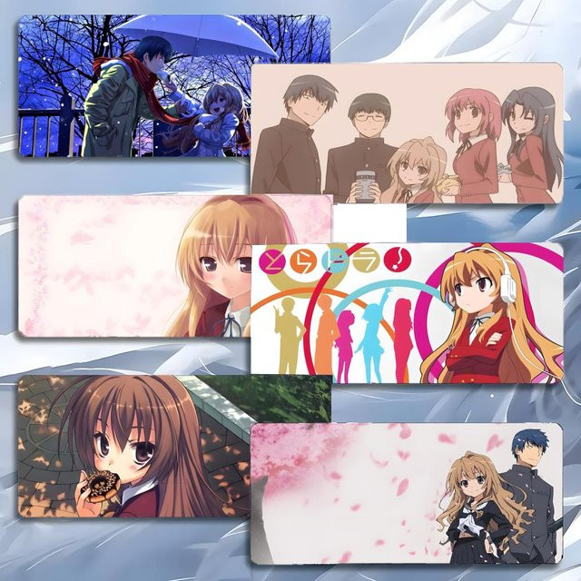 Anime Romance T-Toradora Gaming-Mauspad mit LockEdge, große Schreibtischunterlage in Schwarz und Multicolour - Bild 1