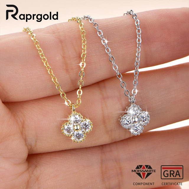 RAPRGOLD Halskette, Kleeblatt-Anhänger, Gold, Diamant, Damen - Bild 1