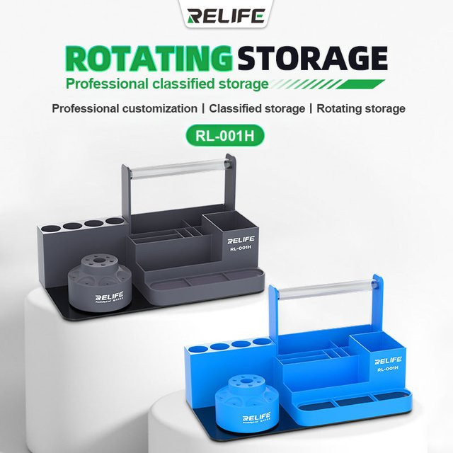 Relife RL-001H Intelligentes Reparatur-Lagerregal mit 360 Grad Rotation und magnetischem Speicher, Blau, B/T/H: 25,5 x 13,0 x 7,3 cm - Bild 1
