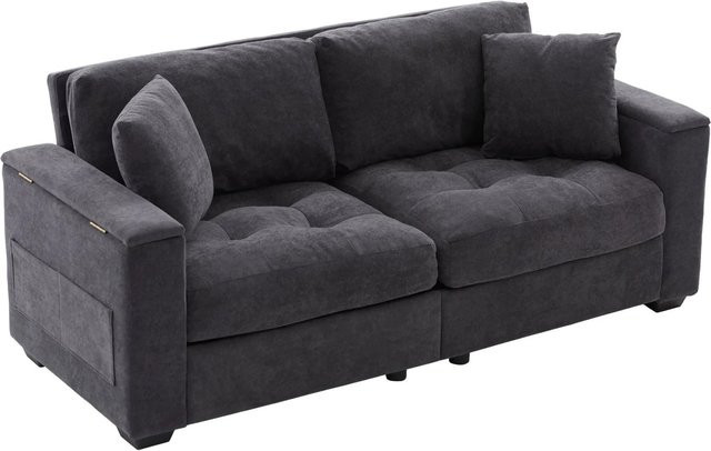 Merax 2 Sitzer Sofa mit Stauraum in Dunkelgrau, Breite: 180 cm - Bild 1