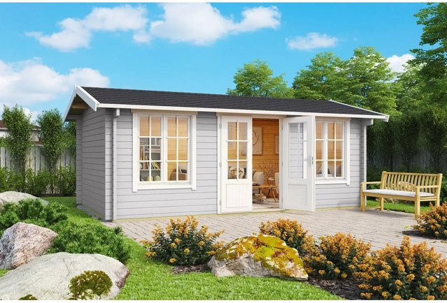 Lasita Blockbohlenhaus Pembrokeshire Gartenhaus mit Satteldach in Grau, B/H/T: 540 x 239,4 x 345,8 cm - Bild 1