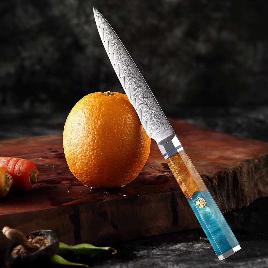 Xituo Allzweckmesser aus japanischem Damaststahl mit achteckigem Griff, Mehrfarbig, Klingenlänge: 12,7 cm - Bild 6