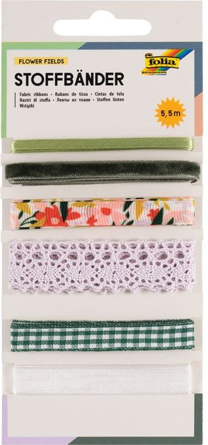 Folia Stoffbänder-Mix Flower Fields in Grün und Multicolour aus Baumwolle, Polyester und Nylon - Bild 1