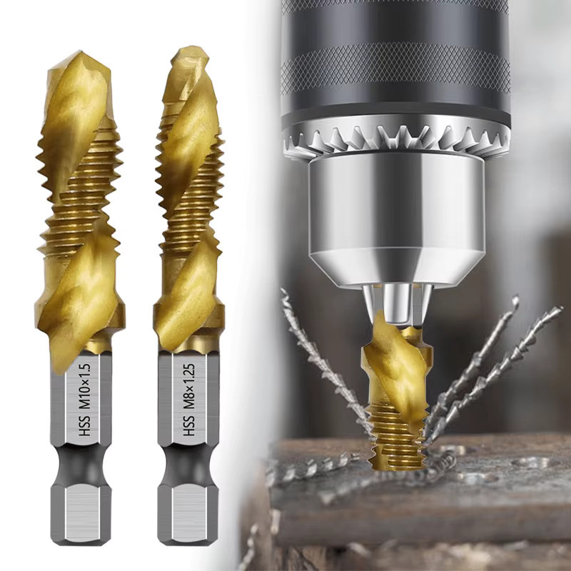 6-teiliges ZUOMU HSS Gewindebohrer-Set aus Edelstahl mit Titanbeschichtung in Gold - Bild 3