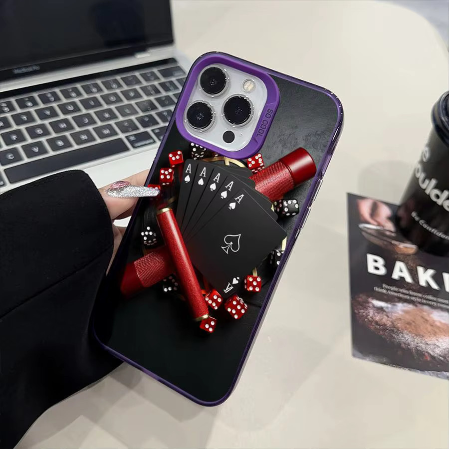 Handyhülle mit Poker Karten und Würfel Design für iPhone 11 12 13 14 15 16 Pro Max Plus und 16e Modelle - Bild 4