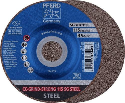 PFERD CC-GRIND STRONG Schleifscheibe SG STEEL für Stahl, Blau, Durchmesser: 115 mm, Bohrung: 22,23 mm - Bild 1
