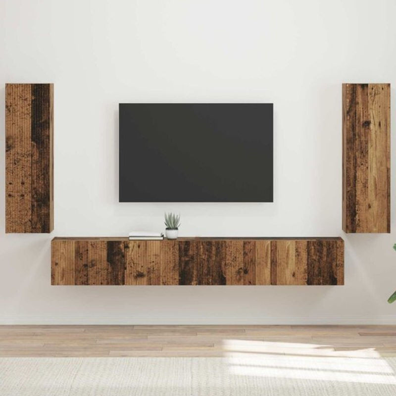 vidaXL TV Wandregal Set 4 Stück aus Holzwerkstoff in Braun im Industrial Design, B/T/H: 29,5 x 10 x 31 cm - Bild 1