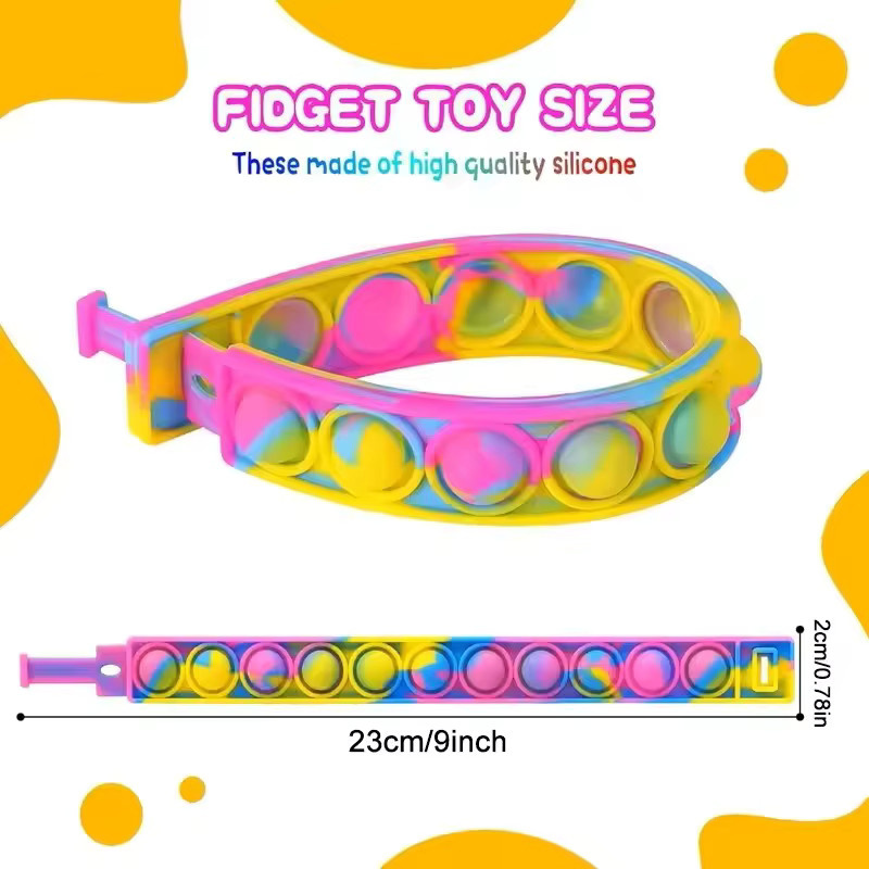 Meade Fidget Toys Pops Bubble Simple Dimple, 6er-Set, Silikon-Armbänder - Bild 2