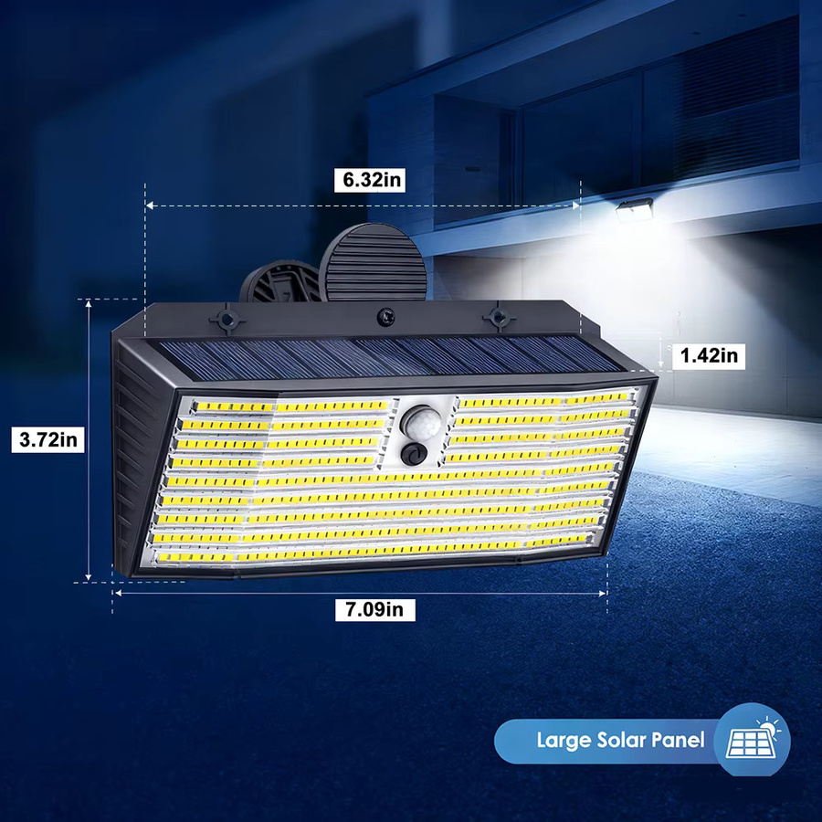 Wasserdichte Solar-Flutlichter mit Bewegungssensor IP65 in Schwarz für Garten und Terrasse - Bild 4
