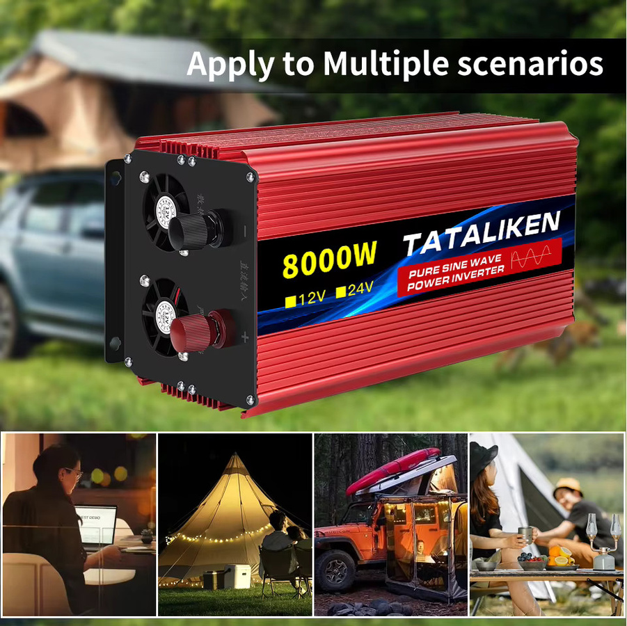 TATALIKEN Sinus-Wechselrichter Spannungswandler mit LED-Anzeige, DC 12 V/24 V zu AC 220 V, Farbe: Rot - Bild 1