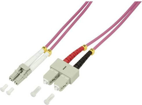 LogiLink FP4LS10 Glasfaser LWL Anschlusskabel Multimode OM4, 10,00 m, Violett, 1x LC-Stecker auf 1x SC-Stecker, 50/125 µm - Bild 1
