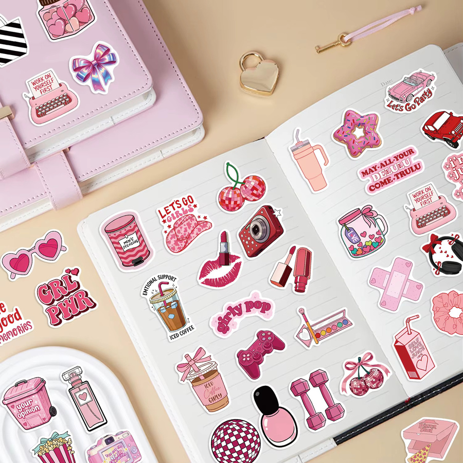 lanxihaibao Retro Downtown Y2K Cherry Girl Graffiti PVC-Aufkleber, 50-teiliges Set - Bild 2