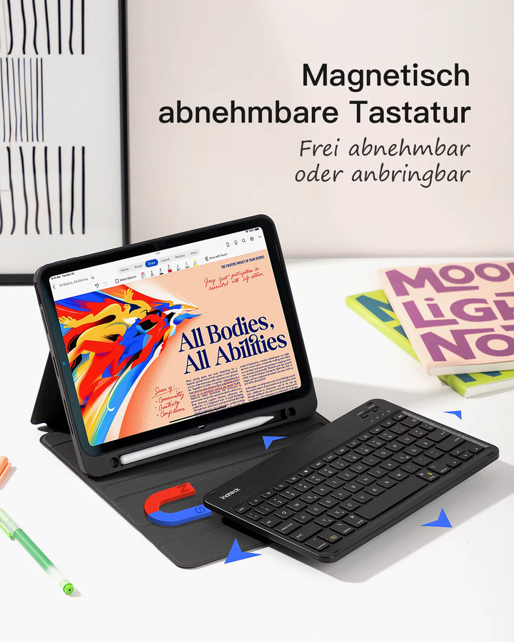 Inateck Ultraleicht Tastatur Hülle für iPad 11 Zoll und iPad Air 11 Zoll, Schwarz, Modell KB04002 - Bild 4