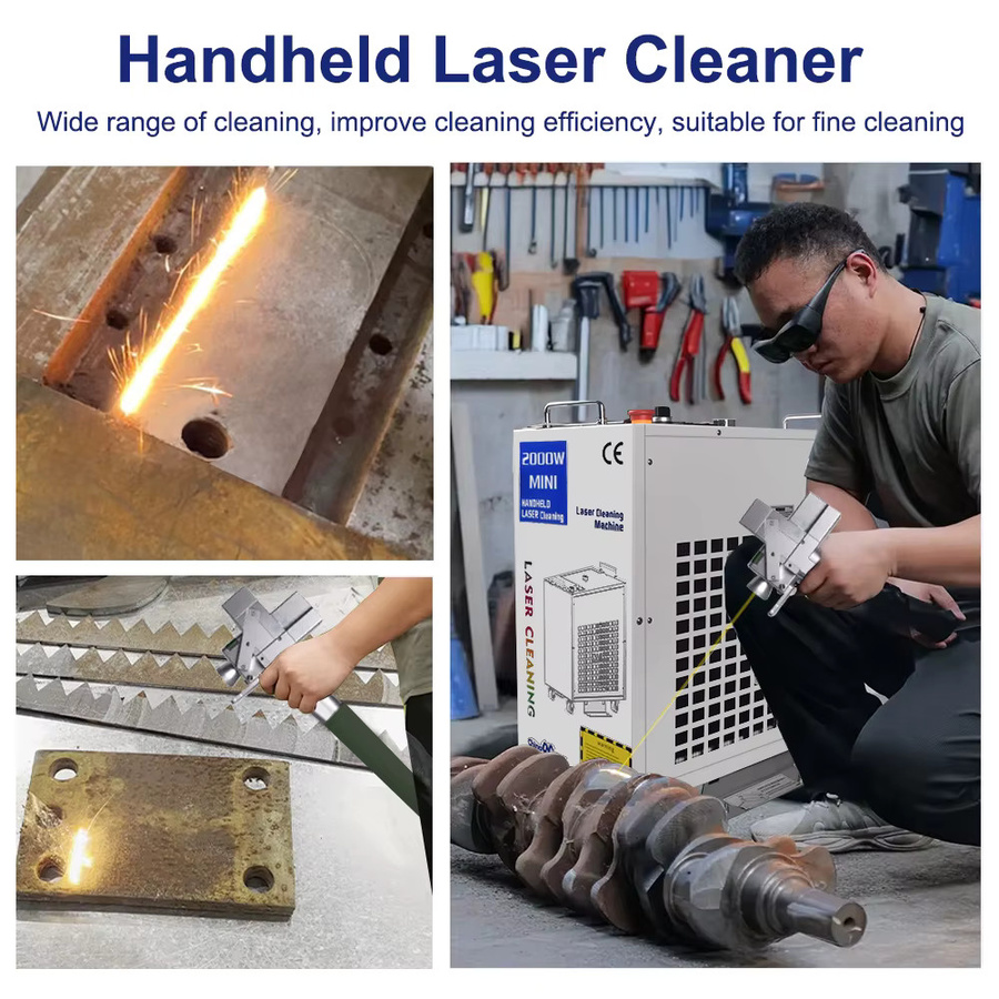 cnczone 2000W Faserlaser-Reinigungsmaschine mit Doppelpendel-Reinigungskopf zur Rost- und Farbentfernung, Reinigungsbereich: 300 mm - Bild 2