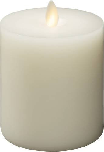 Konstsmide LED-Echtwachskerze Creme-Weiß mit Warmweißem Licht, 3D-Flamme, Timer und Fernbedienung, Durchmesser: 8,1 cm, Höhe: 10,1 cm - Bild 1