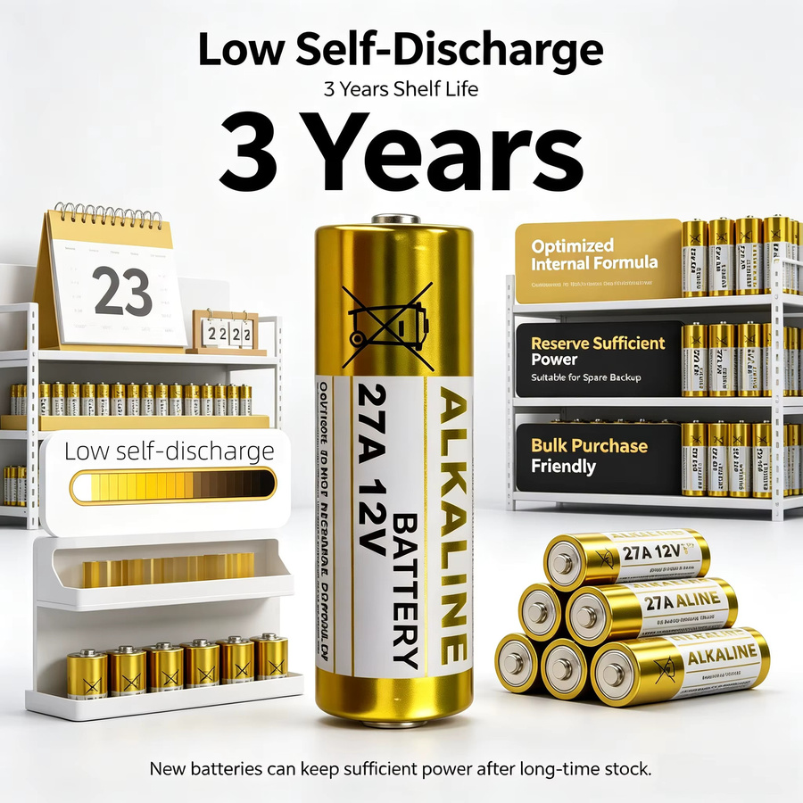 NDNNAS 27A Alkaline-Batterie A27 12V Gold für Fernbedienungen, Türklingeln und elektronische Geräte - Bild 3